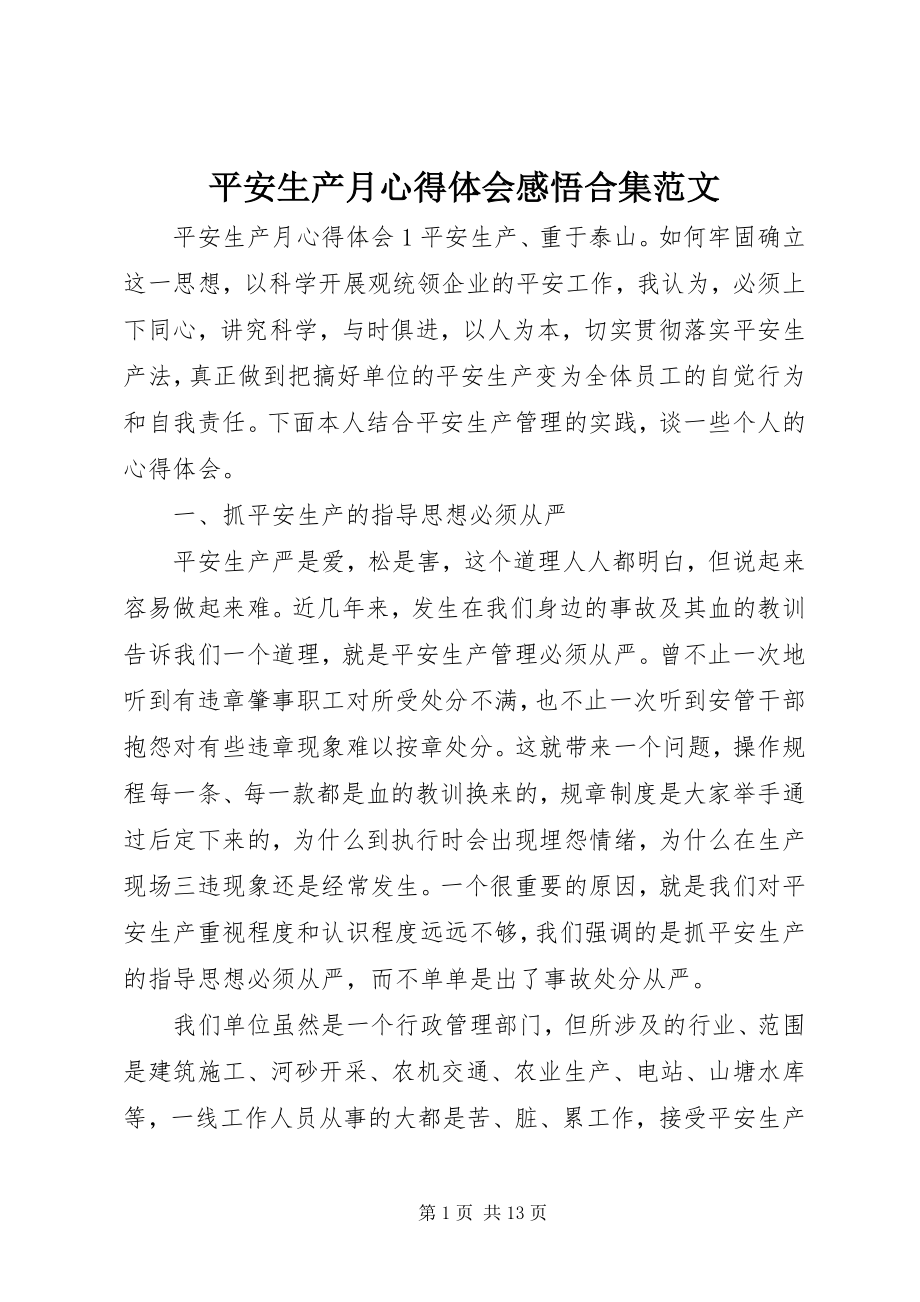 2023年安全生产月心得体会感悟合集新编.docx_第1页