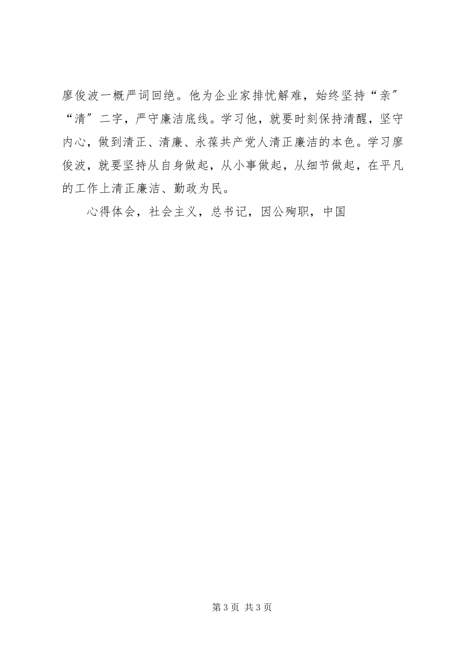 2023年学习廖俊波精神心得体会学习廖俊波精神争当合格好干部.docx_第3页