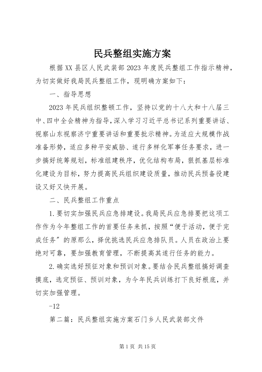 2023年民兵整组实施方案.docx_第1页