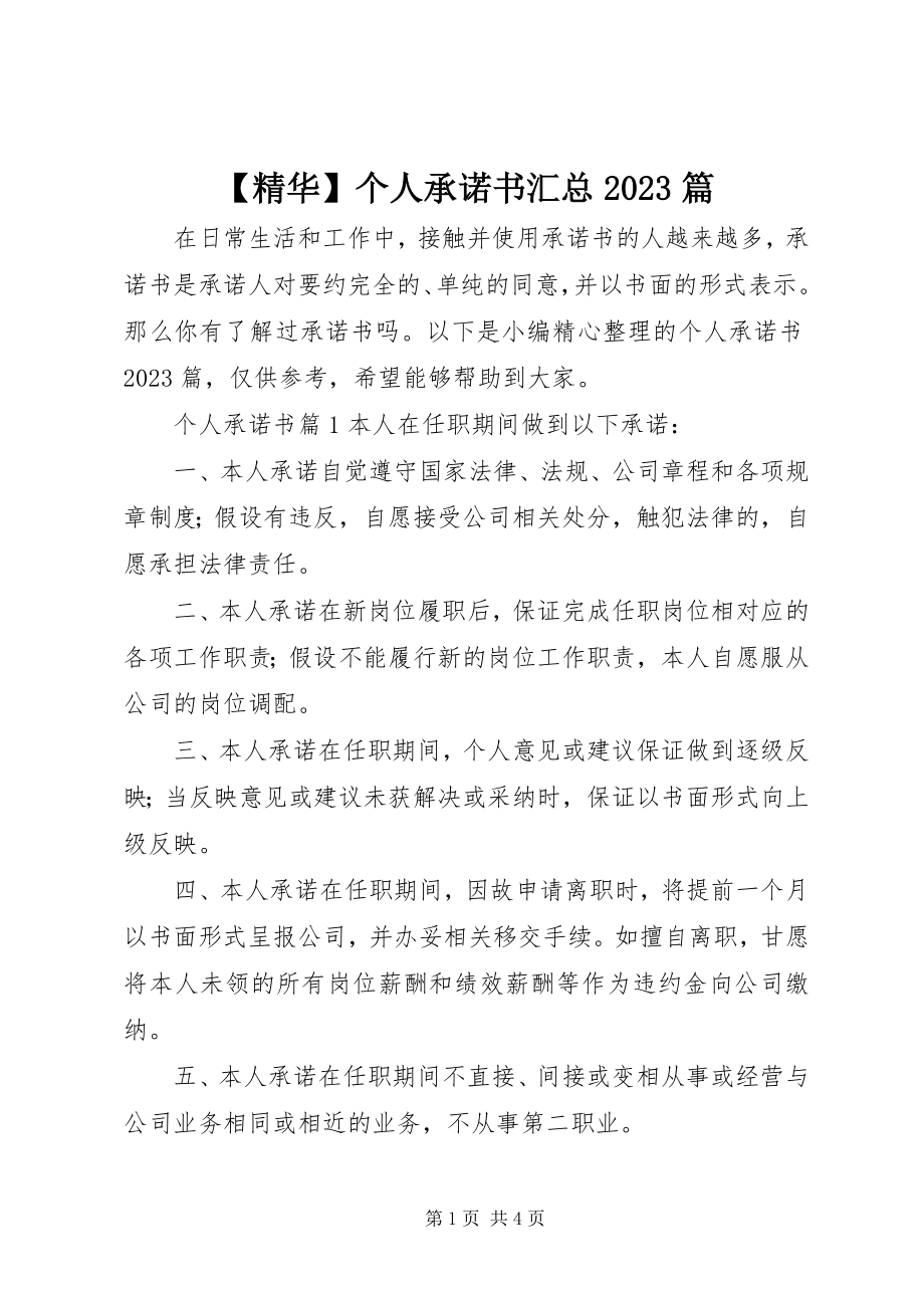 2023年精华个人承诺书汇总篇新编.docx_第1页