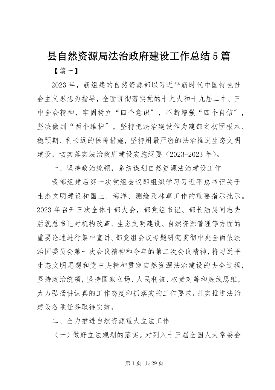 2023年县自然资源局法治政府建设工作总结5篇.docx_第1页