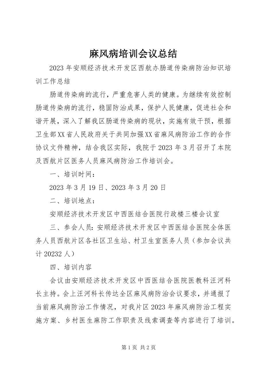 2023年麻风病培训会议总结.docx_第1页