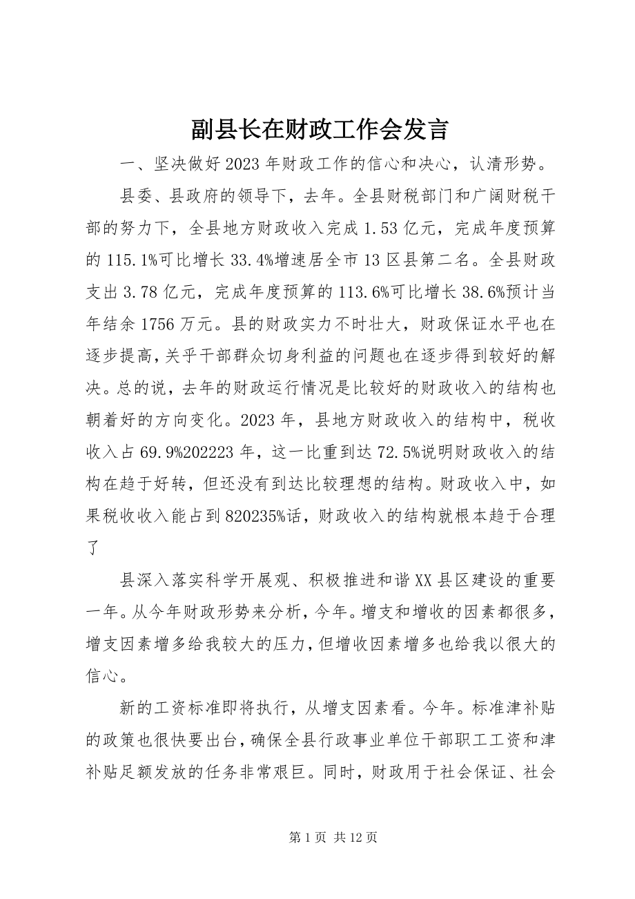 2023年副县长在财政工作会讲话.docx_第1页