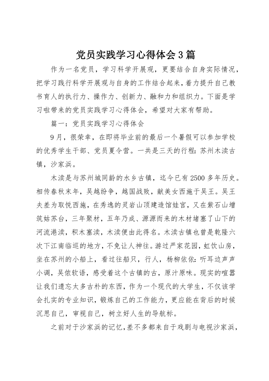 2023年党员实践学习心得体会3篇.docx_第1页