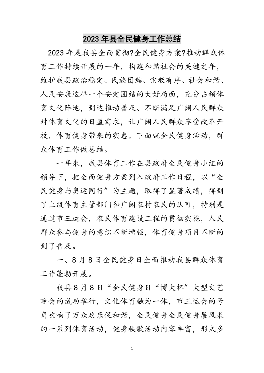 2023年年县全民健身工作总结范文.doc_第1页