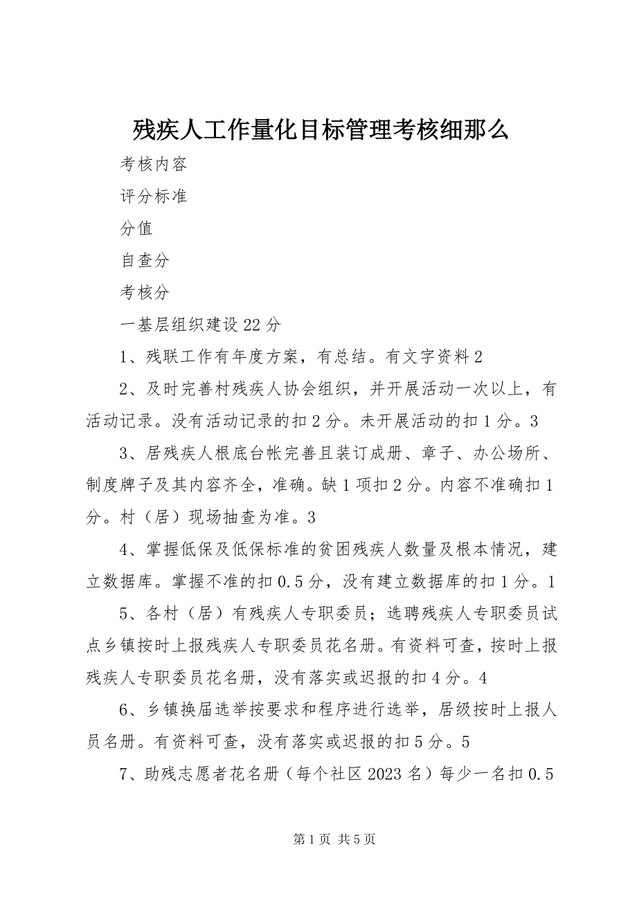 2023年残疾人工作量化目标管理考核细则新编.docx_第1页