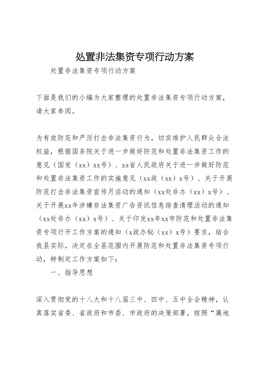 2023年处置非法集资专项行动方案 .doc_第1页