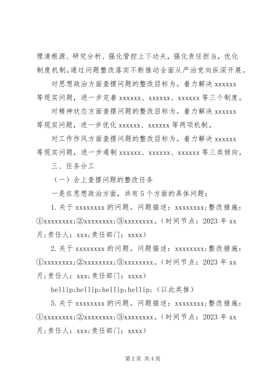 2023年公司某年度领导班子民主生活会查摆问题整改方案.docx_第2页