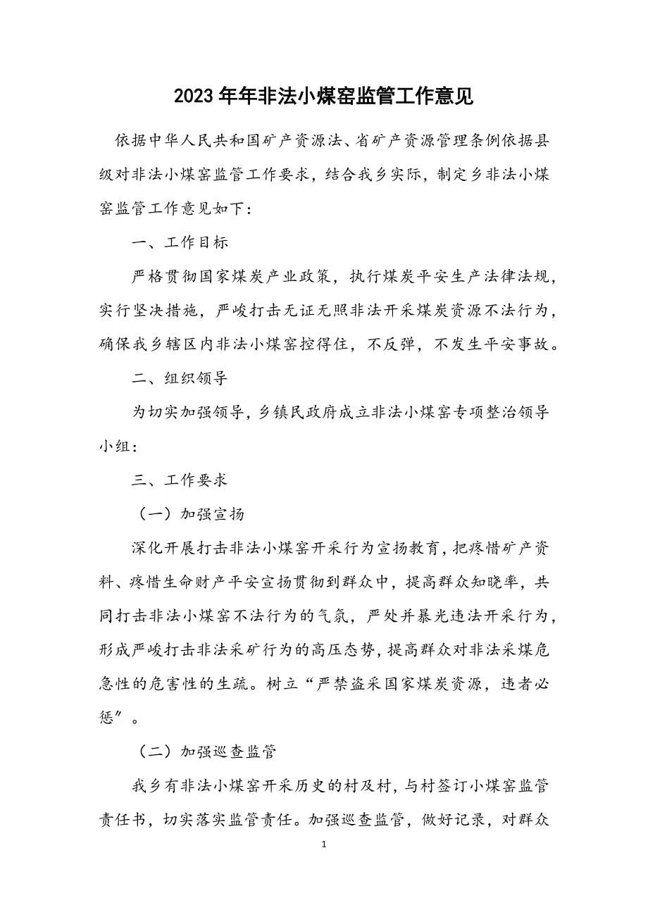 2023年非法小煤窑监管工作意见.docx_第1页