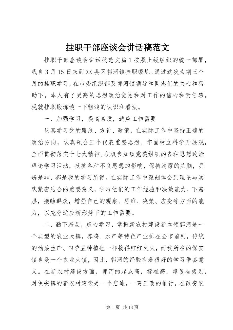 2023年挂职干部座谈会致辞稿2.docx_第1页