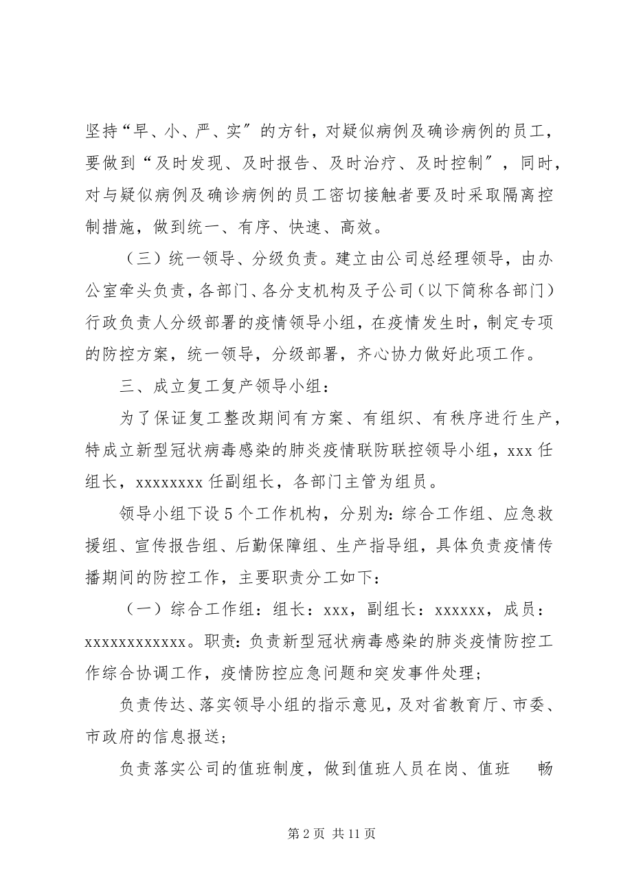 2023年公司春节复工后肺炎疫情防控工作应急预案.docx_第2页