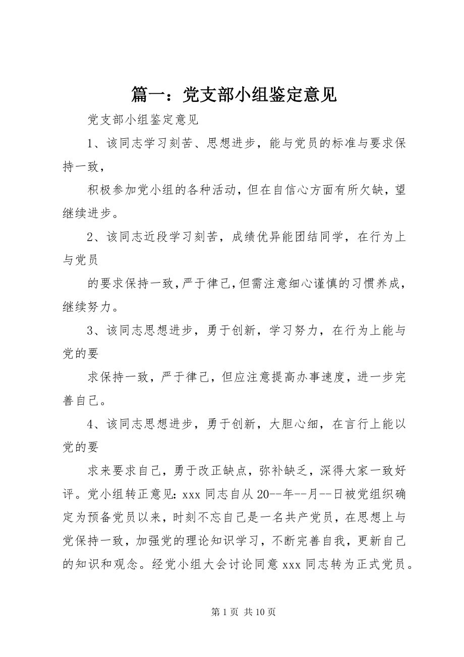 2023年党支部小组鉴定意见.docx_第1页