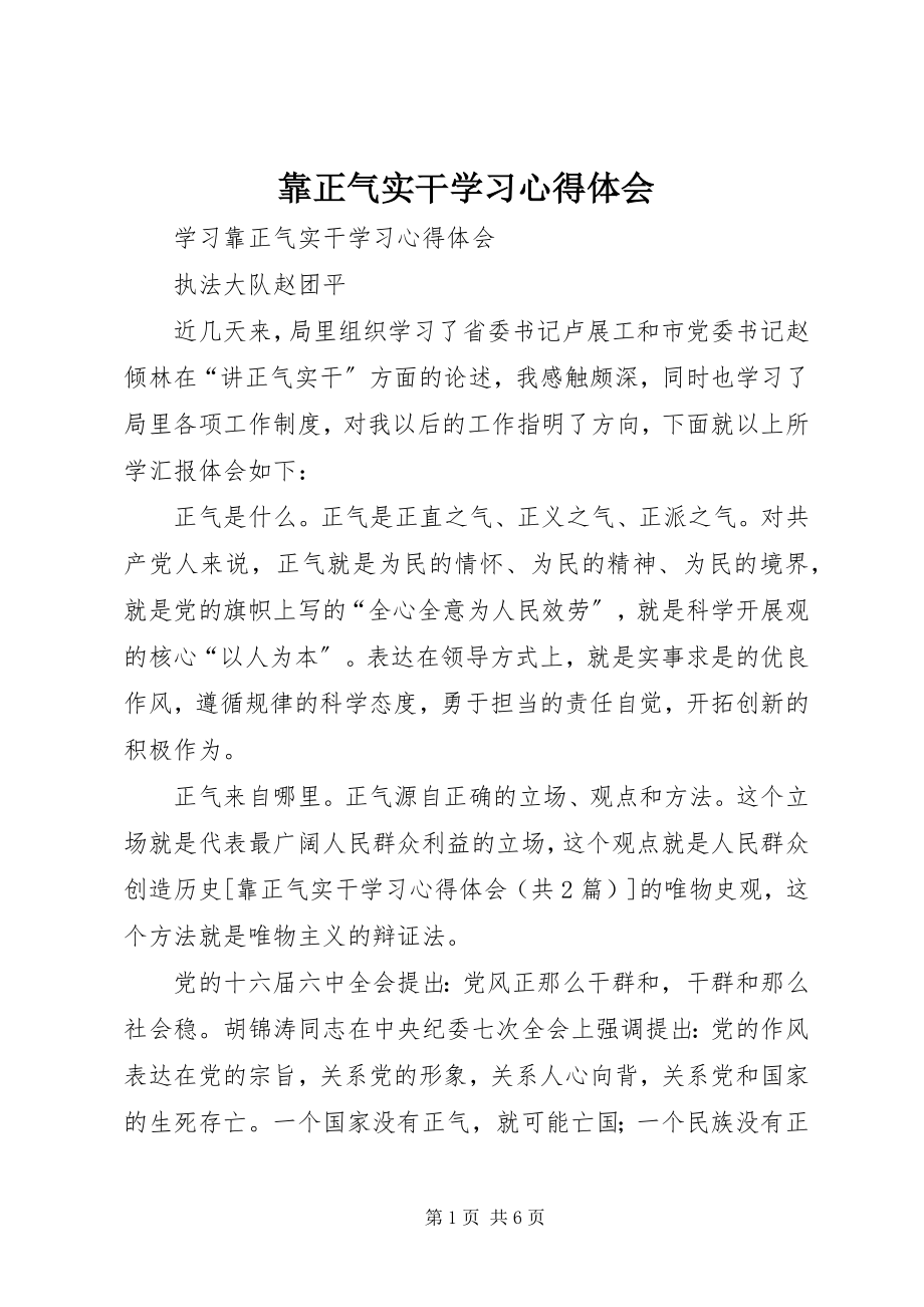 2023年《靠正气实干》学习心得体会新编.docx_第1页