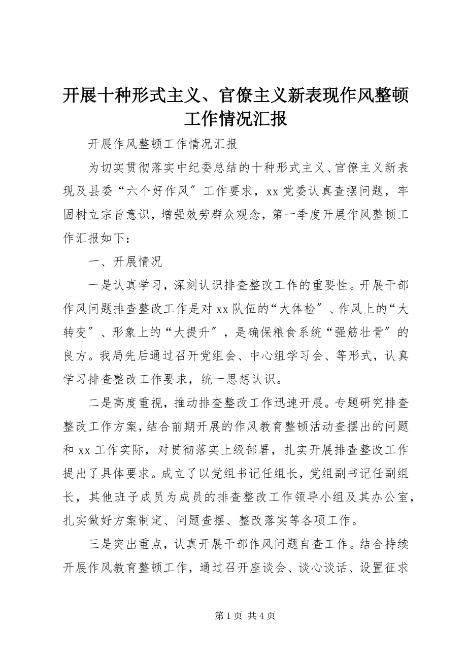 2023年开展十种形式主义、官僚主义新表现作风整顿工作情况汇报.docx_第1页