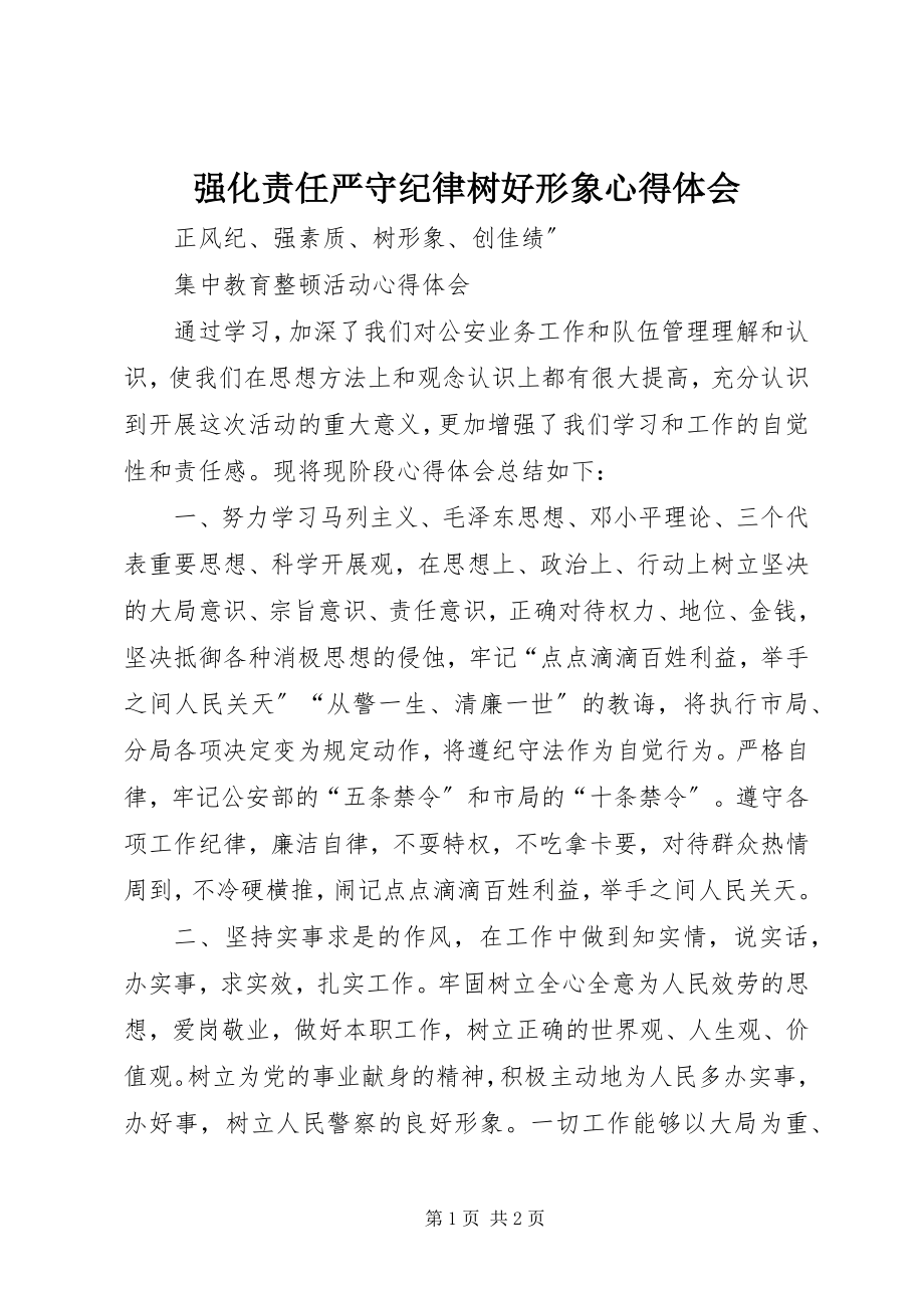 2023年强化责任严守纪律树好形象心得体会.docx_第1页