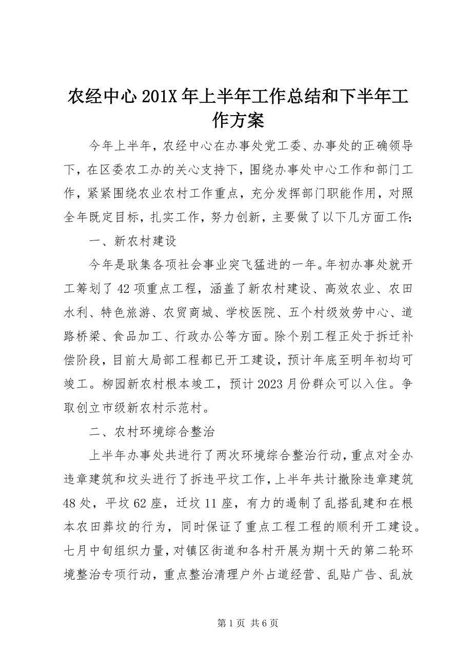 2023年农经中心上半年工作总结和下半年工作计划.docx_第1页