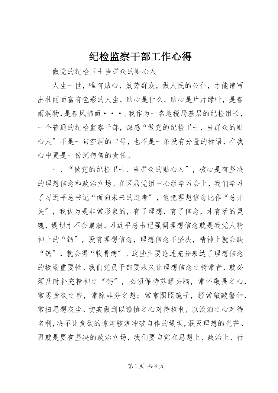 2023年纪检监察干部工作心得.docx_第1页