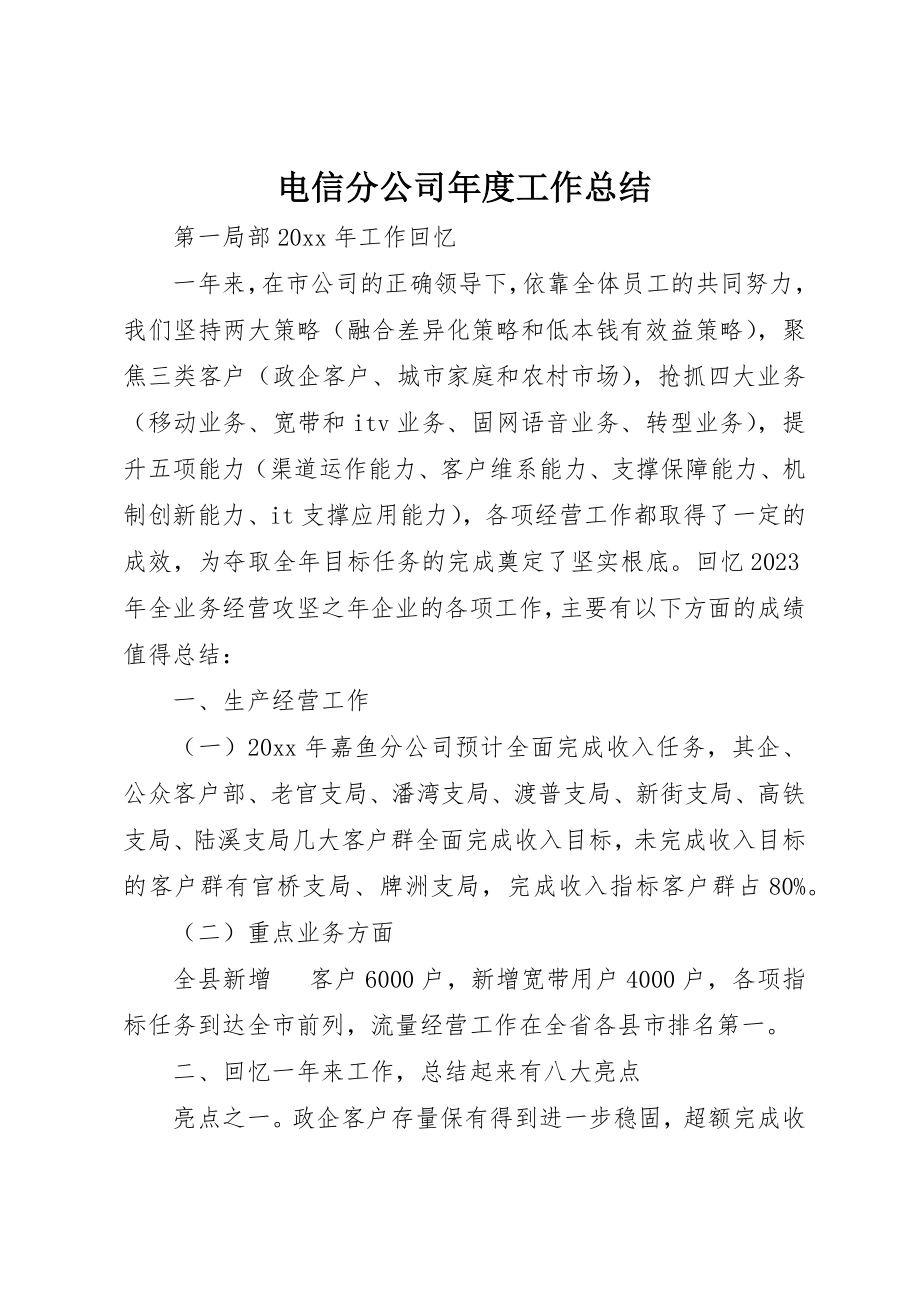 2023年电信分公司年度工作总结新编.docx_第1页