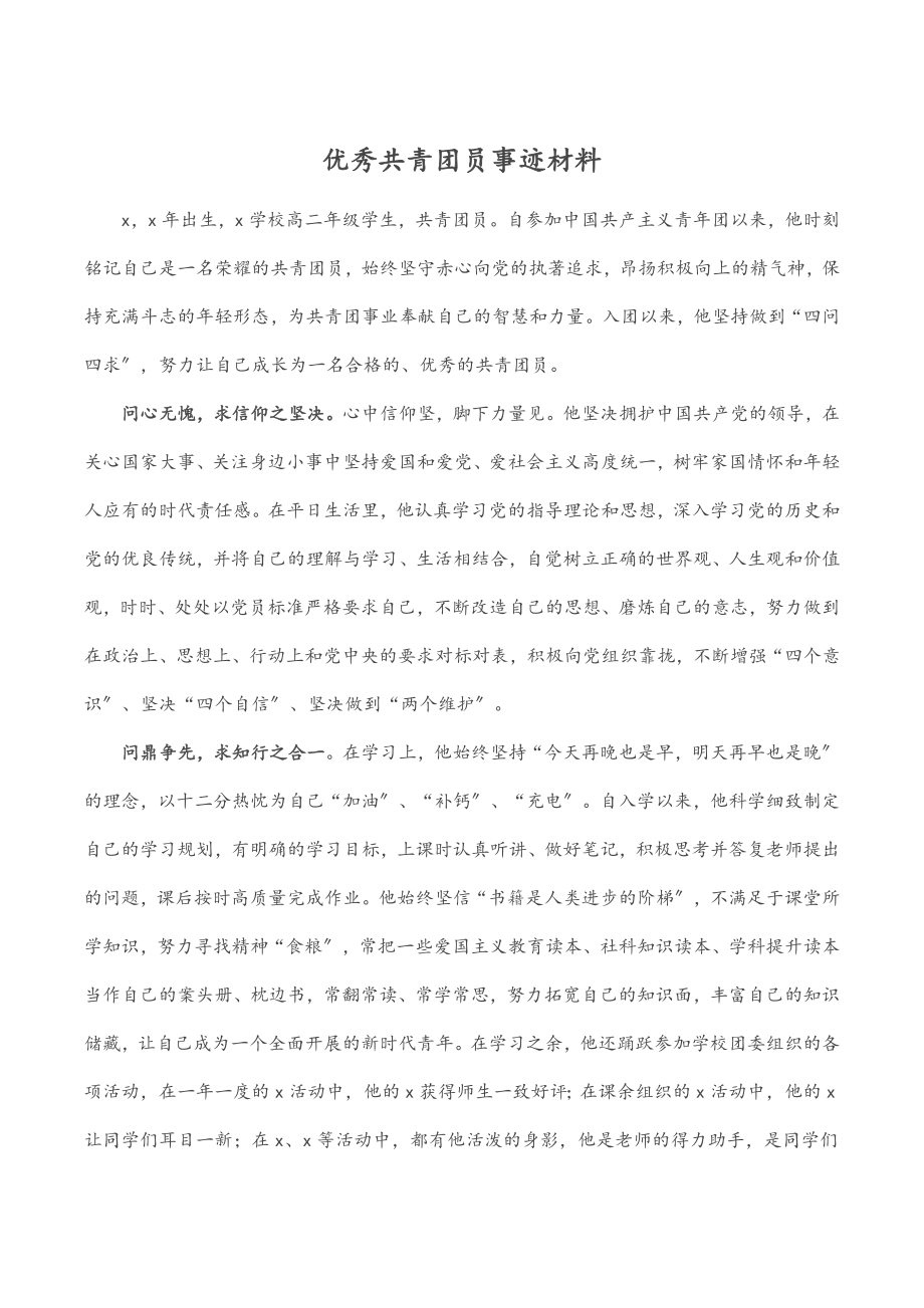 优秀共青团员事迹材料.docx_第1页