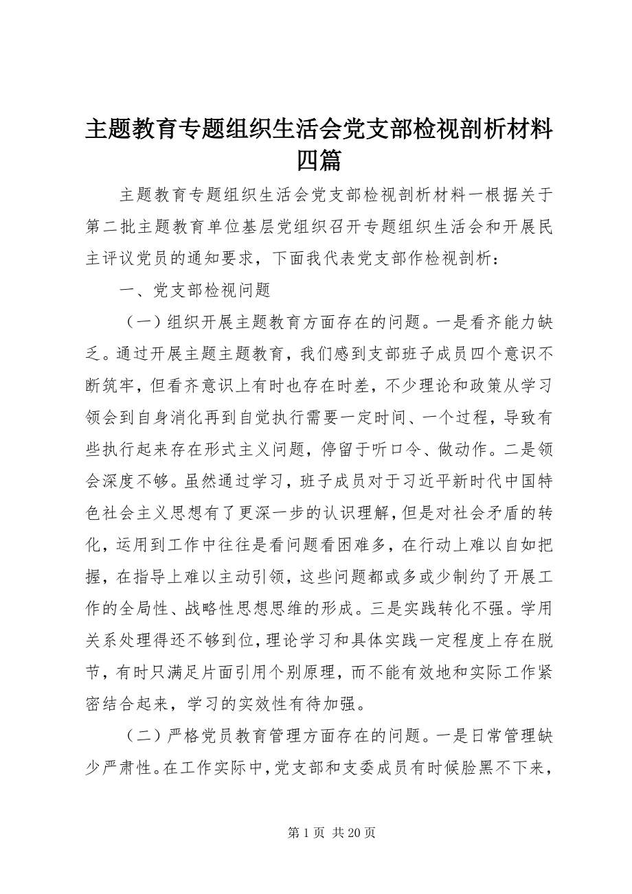 2023年主题教育专题组织生活会党支部检视剖析材料四篇.docx_第1页