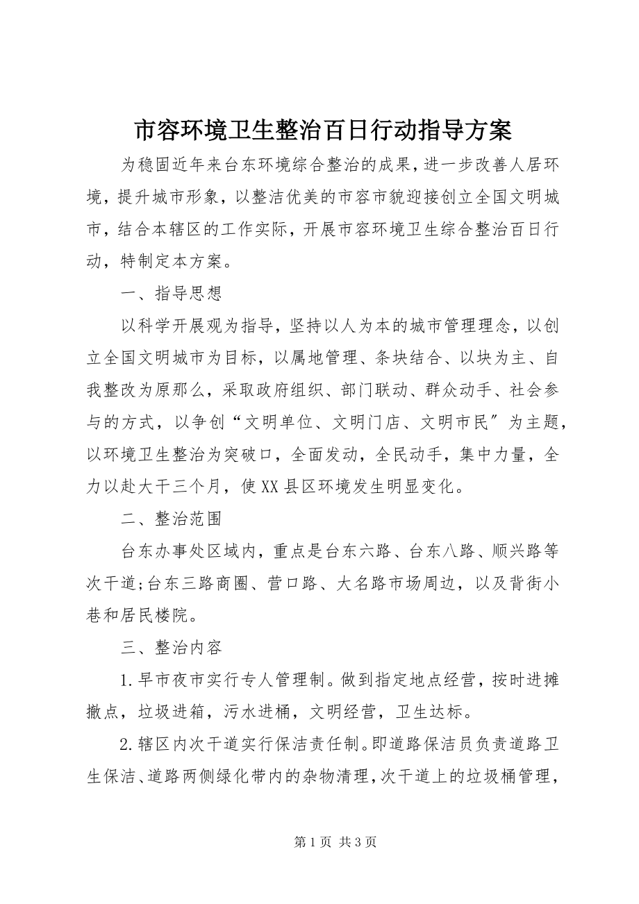 2023年市容环境卫生整治百日行动指导方案.docx_第1页