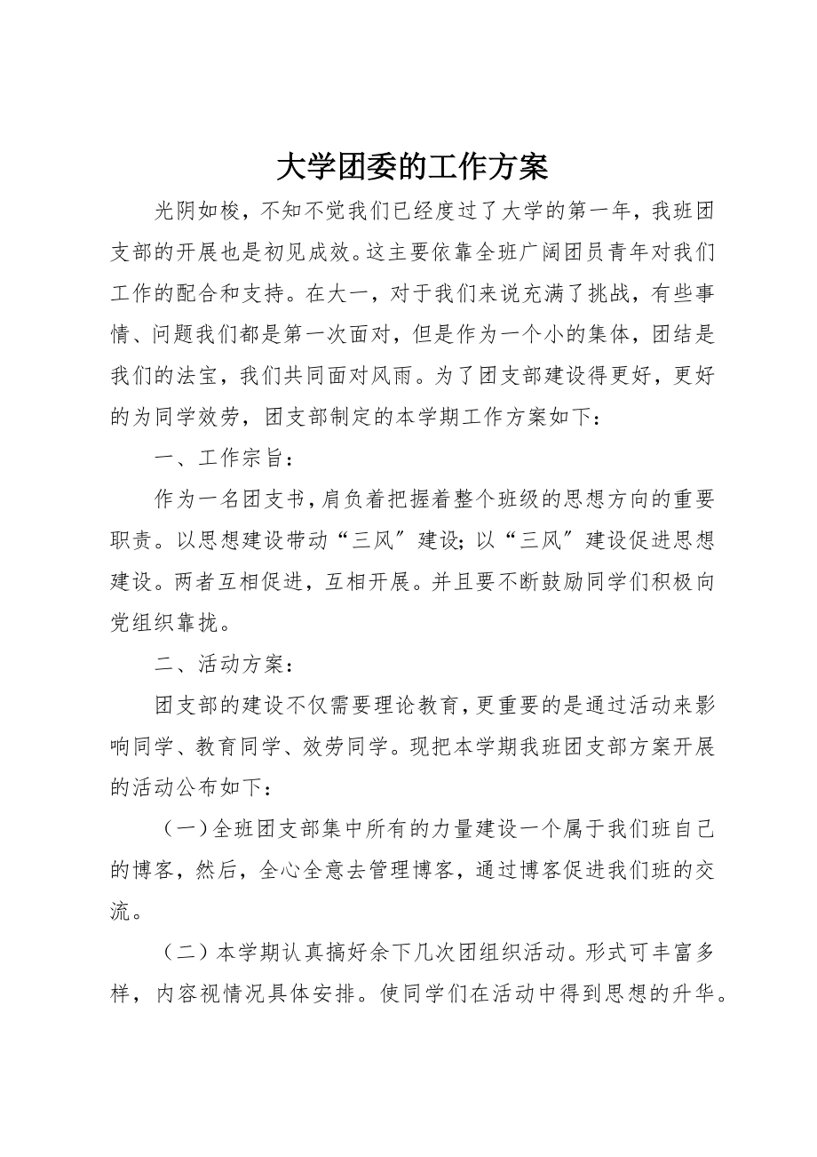 2023年大学团委的工作计划.docx_第1页