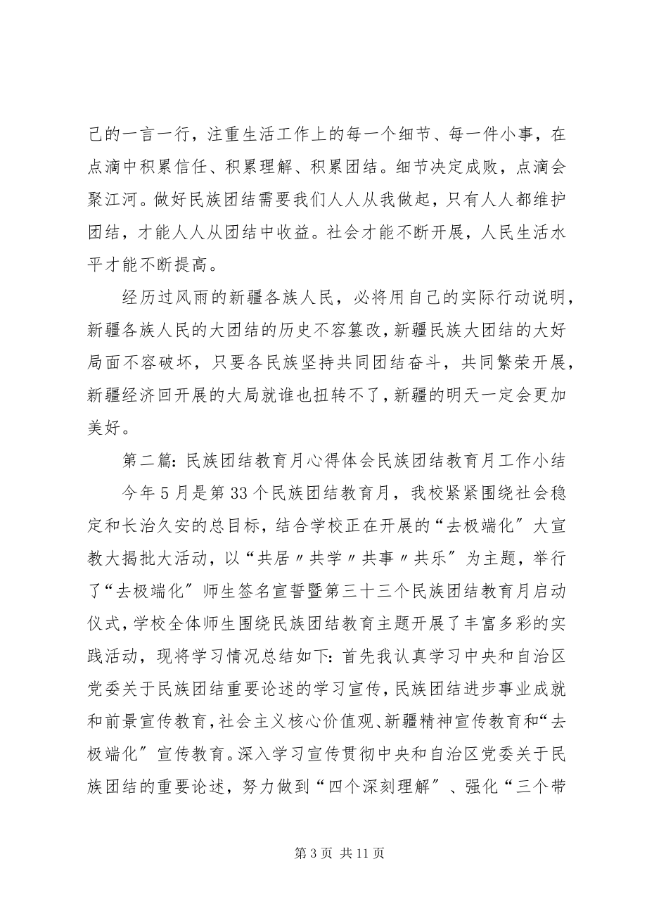 2023年民族团结教育月的心得体会.docx_第3页