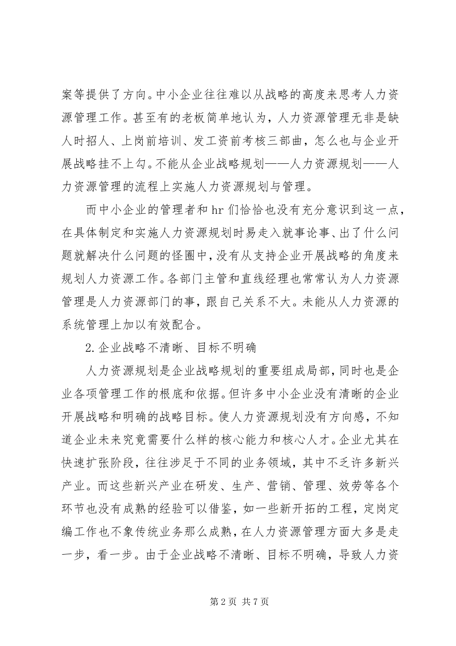 2023年中小企业人力资源规划存在的问题与对策.docx_第2页