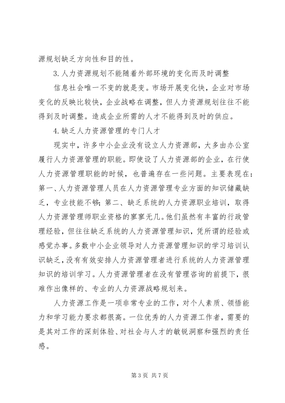 2023年中小企业人力资源规划存在的问题与对策.docx_第3页