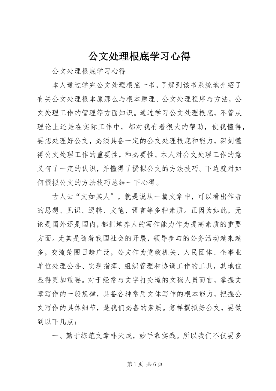 2023年公文处理基础学习心得.docx_第1页