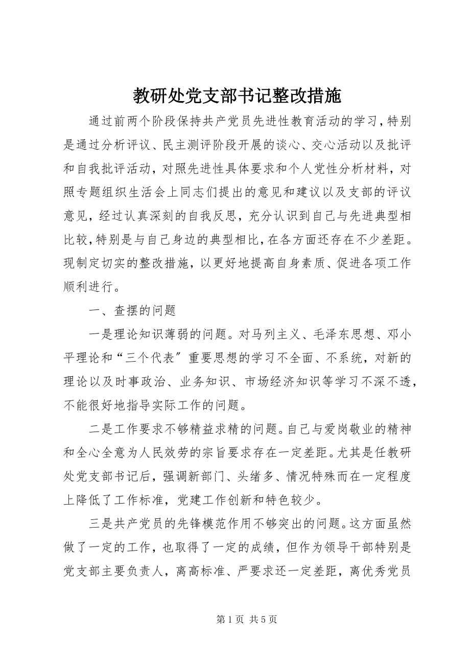 2023年教研处党支部书记整改措施.docx_第1页