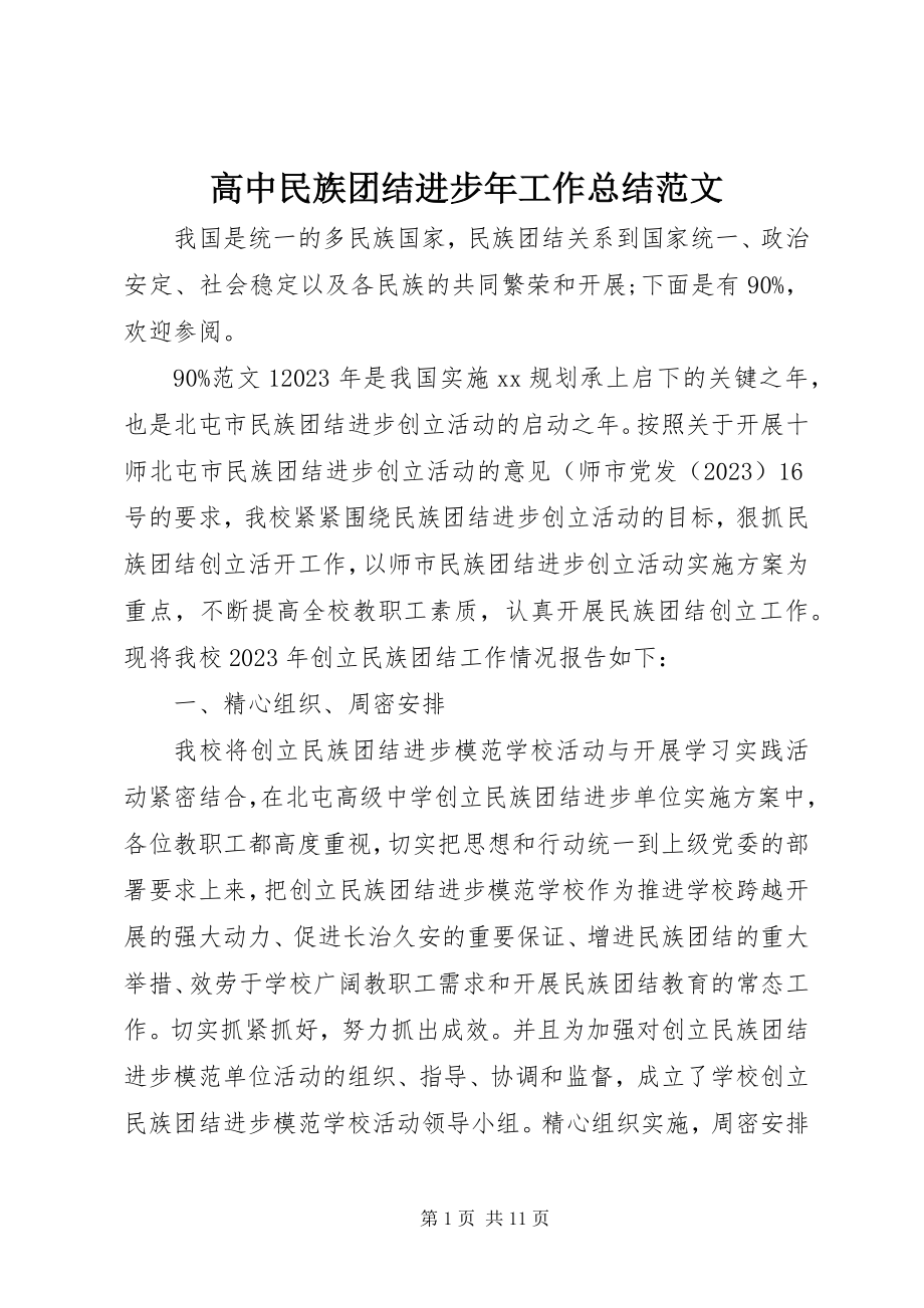 2023年高中民族团结进步年工作总结.docx_第1页