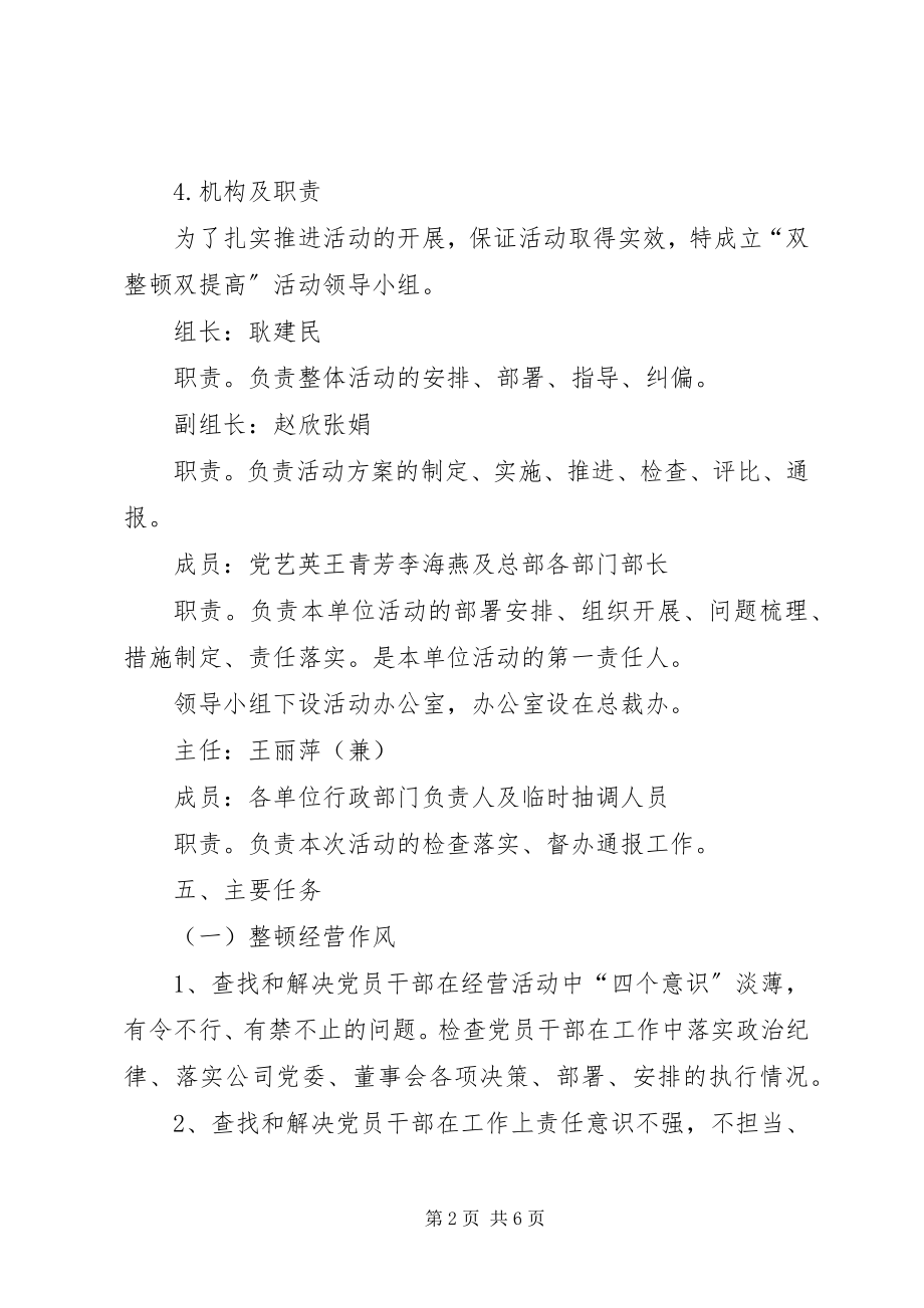 2023年庆双节·迎店庆“双整顿双提高”活动安排意见.docx_第2页