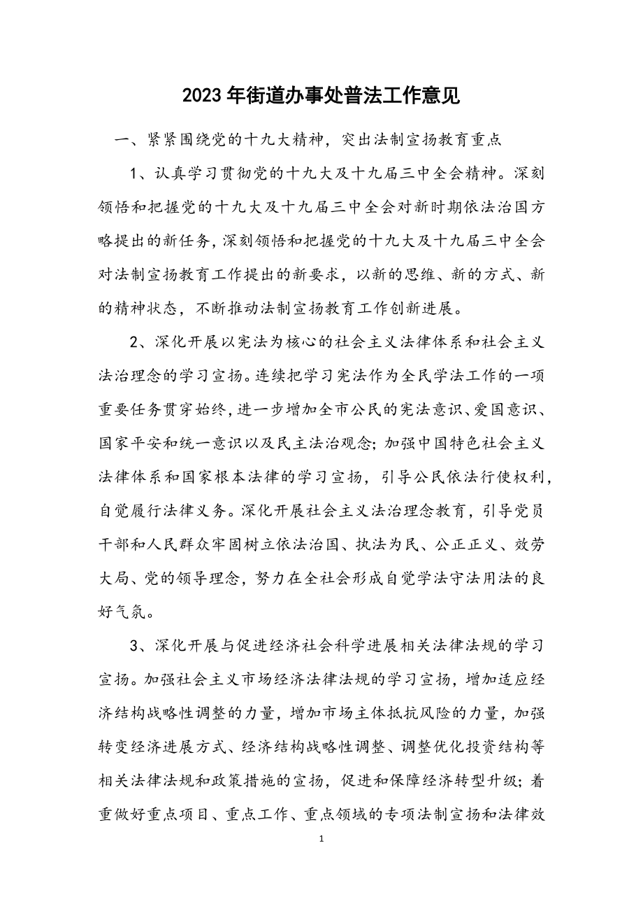 2023年街道办事处普法工作意见.docx_第1页