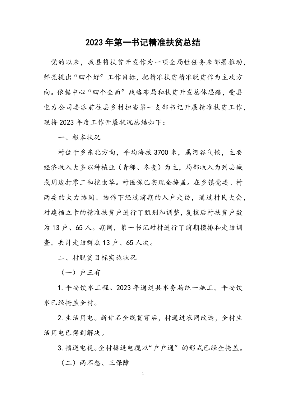 2023年第一书记精准扶贫总结.docx_第1页