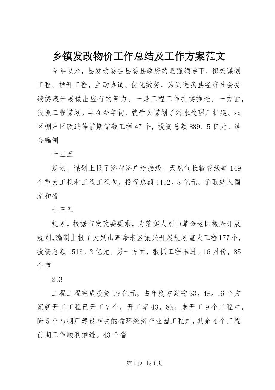 2023年乡镇发改物价工作总结及工作计划2.docx_第1页