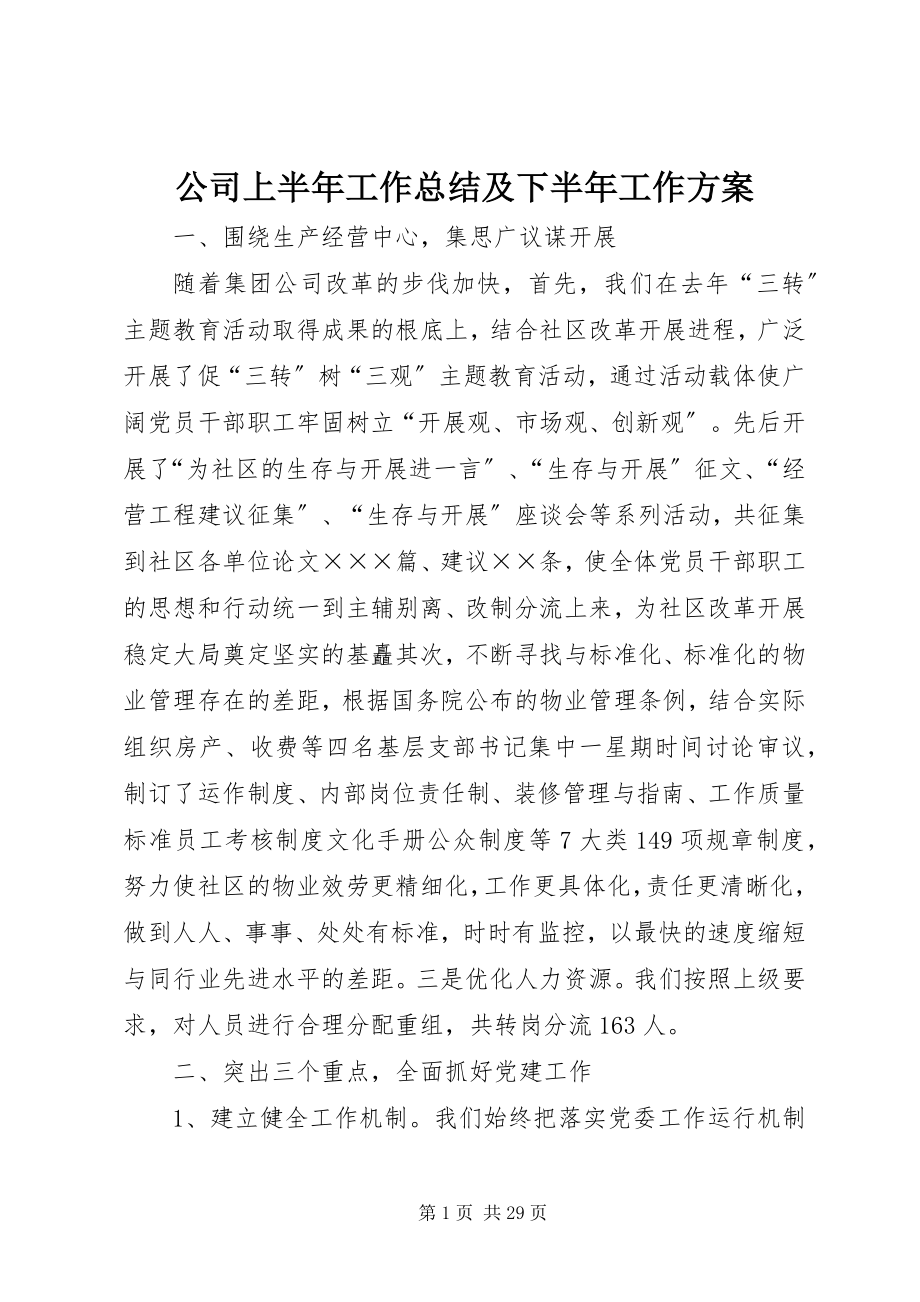 2023年公司上半年工作总结及下半年工作计划.docx_第1页