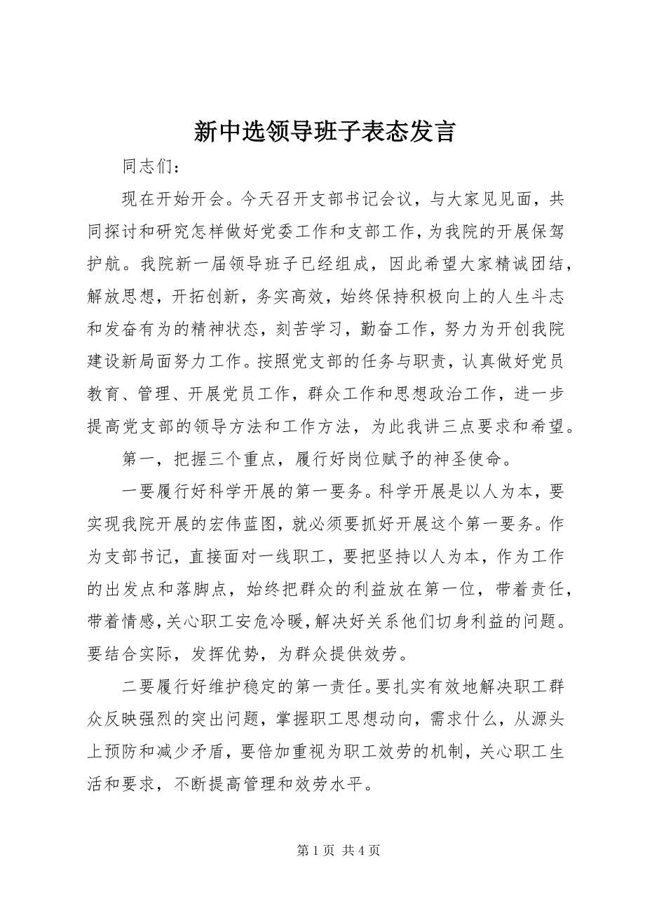 2023年新当选领导班子表态讲话.docx_第1页