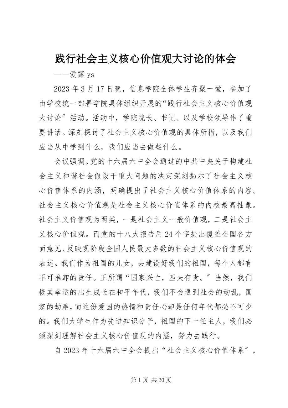 2023年践行社会主义核心价值观大讨论的体会.docx_第1页