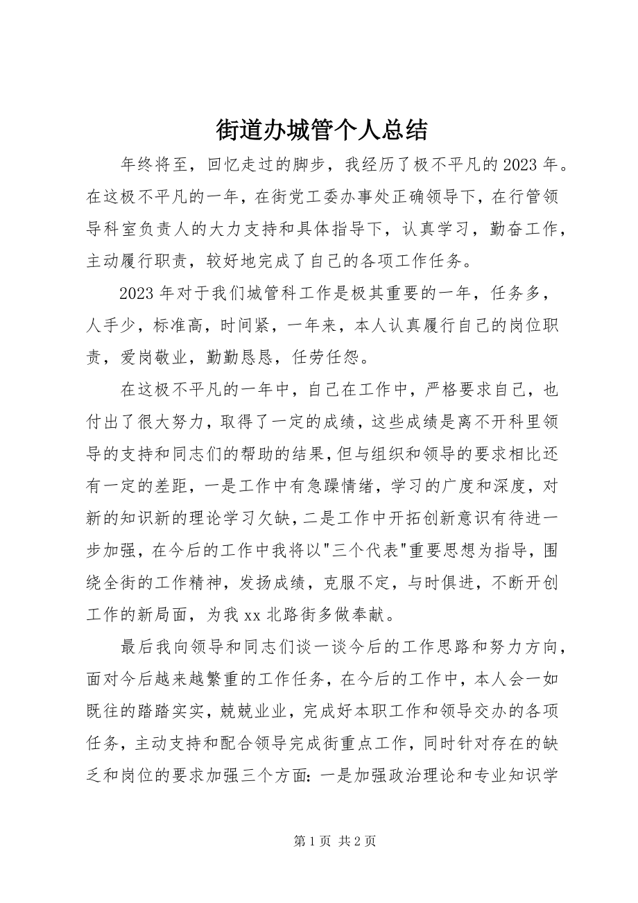 2023年街道办城管个人总结.docx_第1页