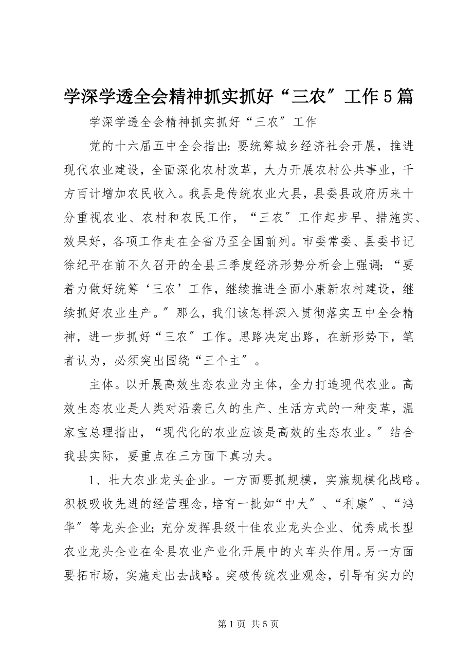 2023年学深学透全会精神抓实抓好“三农”工作5篇.docx_第1页