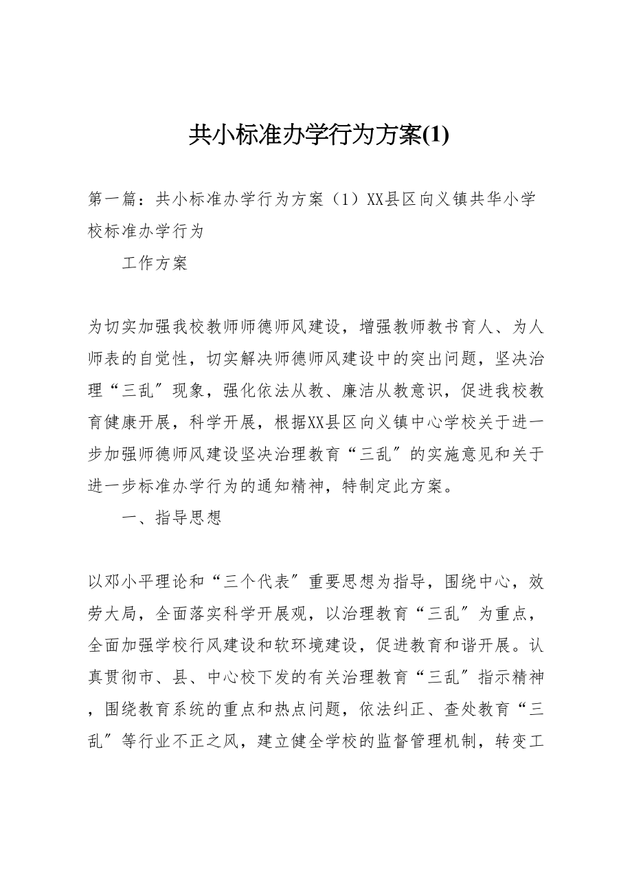 2023年共小规范办学行为方案.doc_第1页