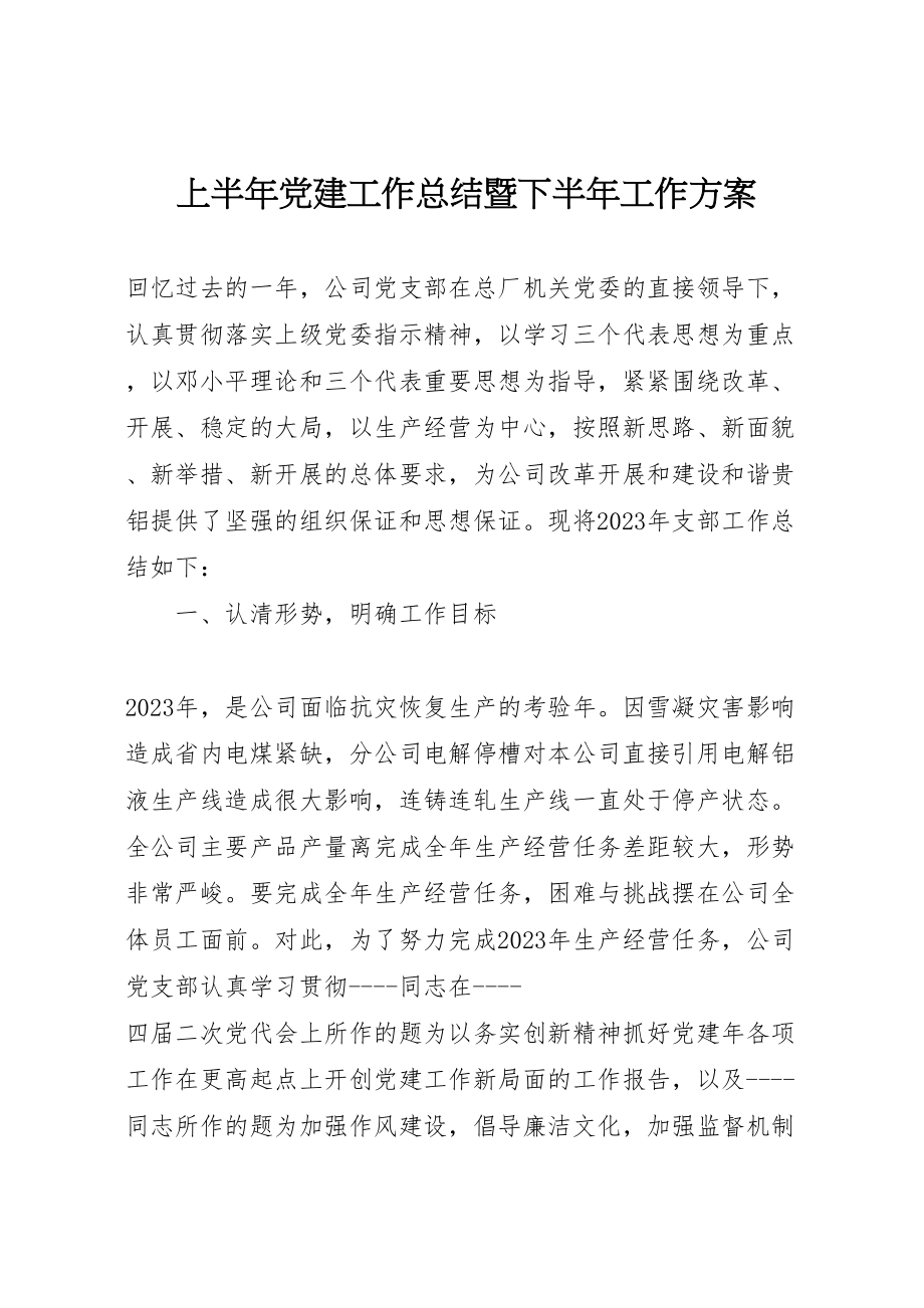 2023年上半年党建工作总结暨下半年工作计划.doc_第1页