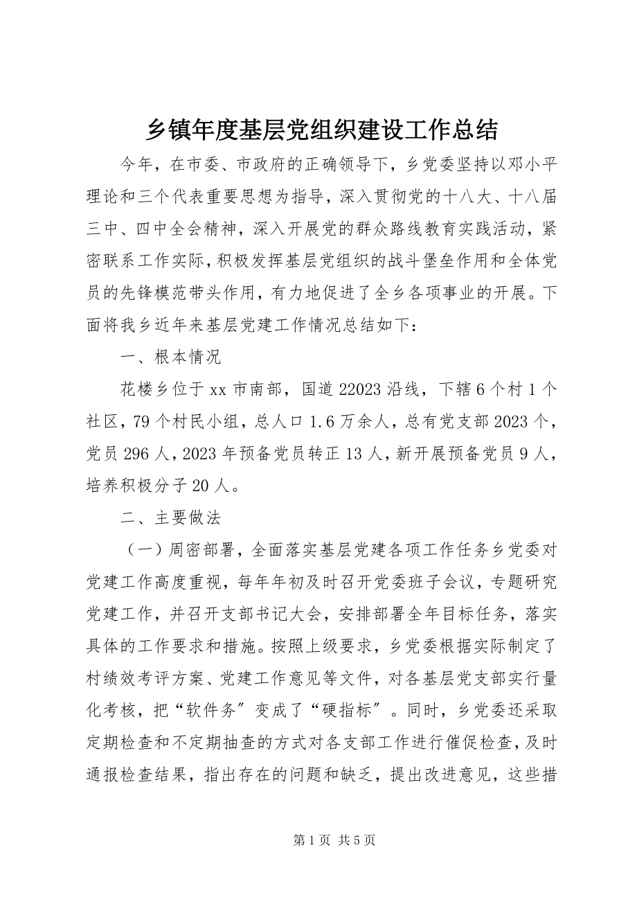 2023年乡镇年度基层党组织建设工作总结.docx_第1页