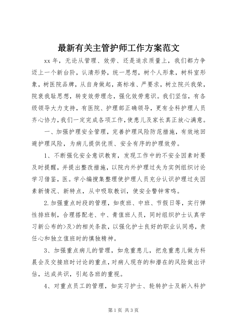 2023年有关主管护师工作计划范文.docx_第1页