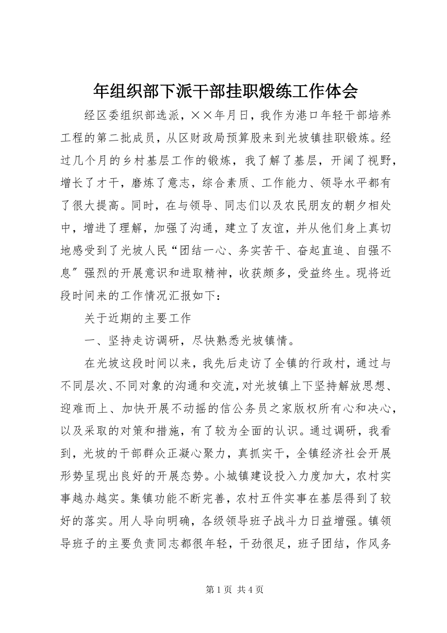 2023年组织部下派干部挂职煅练工作体会.docx_第1页