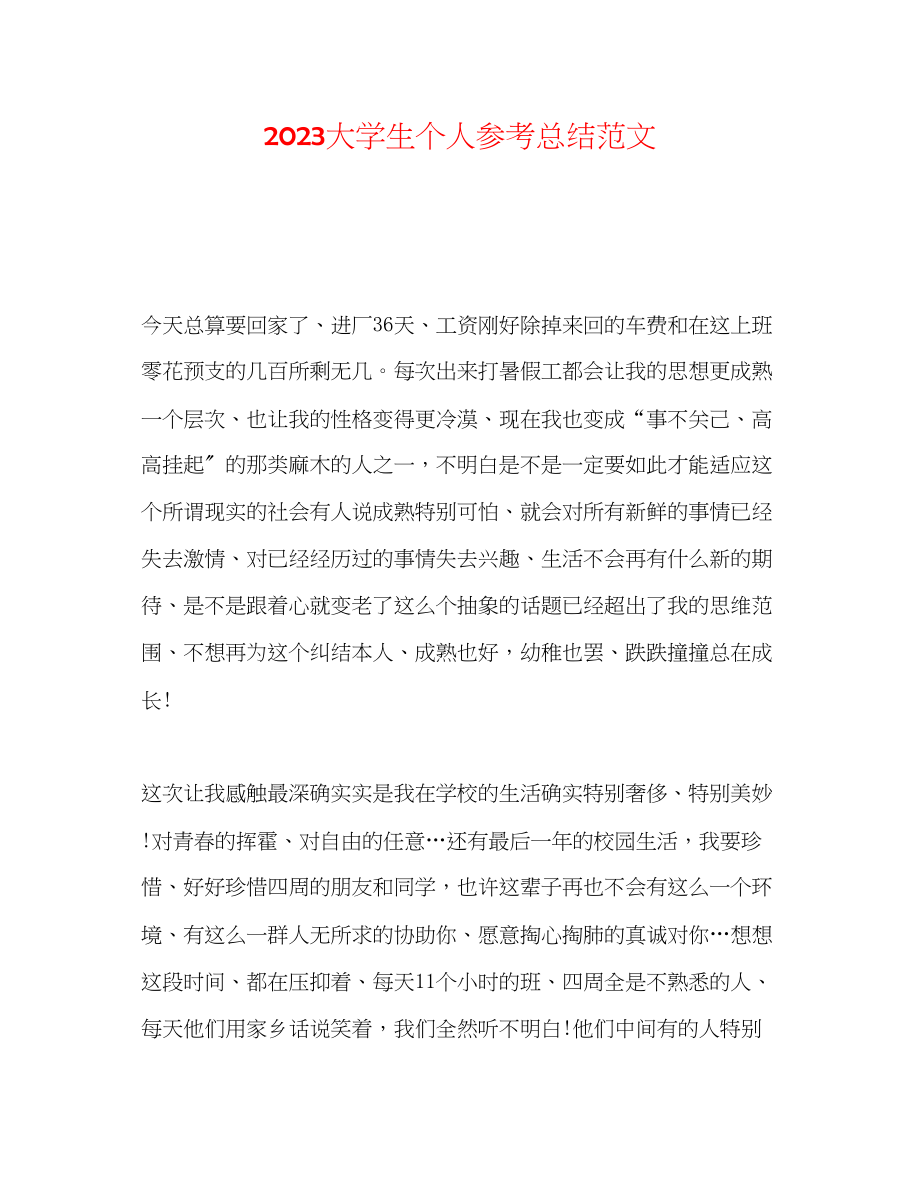 2023年大学生个人总结范文.docx_第1页