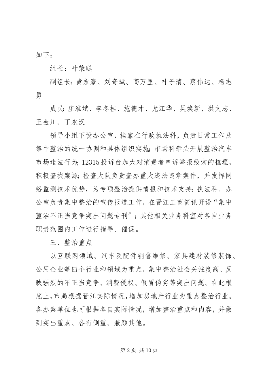 2023年工商局不正当竞争突出问题集中整治方案.docx_第2页