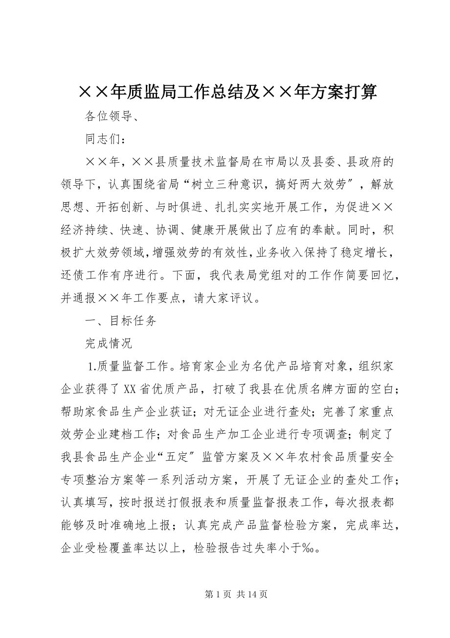 2023年质监局工作总结及计划打算.docx_第1页