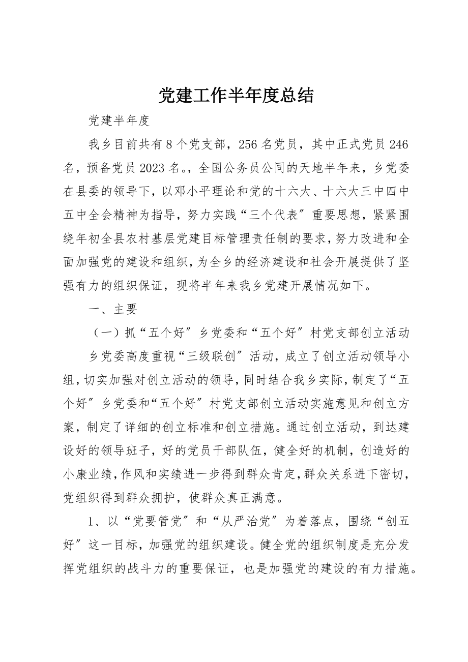 2023年党建工作半年度总结.docx_第1页